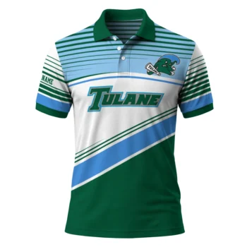 Tulane Green Wave Polo Shirt Custom Slanted Stripes Green White Best Selling