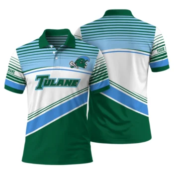 Tulane Green Wave Polo Shirt Custom Slanted Stripes Green White Fashion Forward