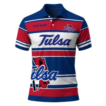 Tulsa Golden Hurricane Polo Shirt Personalized Horizontal Blocks Blue Best Selling
