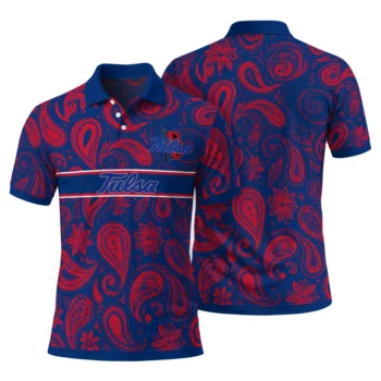 Tulsa Golden Hurricane Polo Shirt Personalized Paisley Band Blue Fashion Forward
