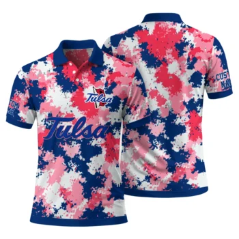Tulsa Golden Hurricane Polo Shirt Personalized Pixel Camo Blue Fashion Forward