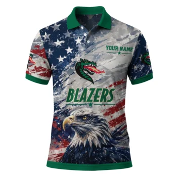 Uab Blazers Polo Shirt Customized Star Brushstrokes Green Blue Best Selling