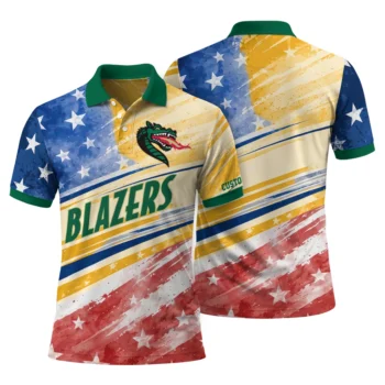 Uab Blazers Polo Shirt Customized Star Stripes Red Blue Fashion Forward