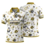 Ucf Knights Polo Shirt Personalized Floral Pinstripe Gold White Best Selling