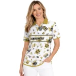 Ucf Knights Polo Shirt Personalized Floral Pinstripe Gold White Best Selling