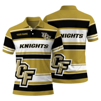Ucf Knights Polo Shirt Personalized Horizontal Blocks Gold Fashion Forward