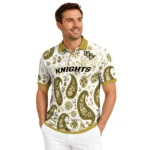 Ucf Knights Polo Shirt Personalized Paisley Florals Gold White Best Selling