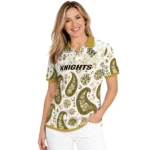 Ucf Knights Polo Shirt Personalized Paisley Florals Gold White Best Selling