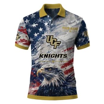 Ucf Knights Polo Shirt Personalized Star Brushstrokes Gold Blue Best Selling