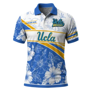 Ucla Bruins Polo Shirt Custom Floral Angles Blue White Best Selling