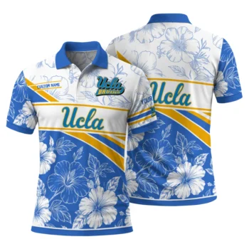 Ucla Bruins Polo Shirt Custom Floral Angles Blue White Fashion Forward