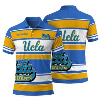 Ucla Bruins Polo Shirt Custom Horizontal Blocks Blue Fashion Forward