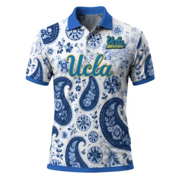 Ucla Bruins Polo Shirt Custom Paisley Florals Blue White Best Selling