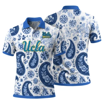 Ucla Bruins Polo Shirt Custom Paisley Florals Blue White Fashion Forward