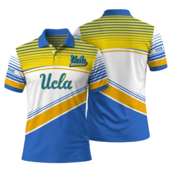 Ucla Bruins Polo Shirt Custom Slanted Stripes Blue White Fashion Forward