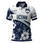 Uconn Huskies Polo Shirt Personalized Floral Angles Blue White Best Selling