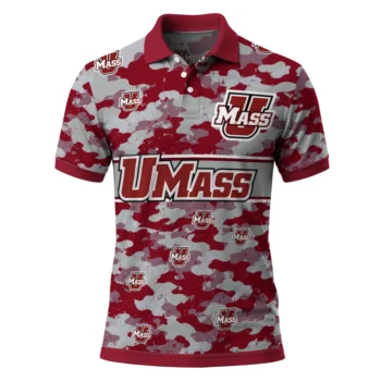 Umass Minutemen Polo Shirt Custom Camo Band Red Best Selling