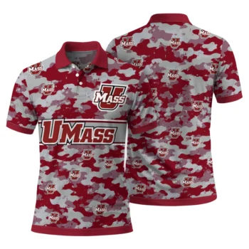 Umass Minutemen Polo Shirt Custom Camo Band Red Fashion Forward