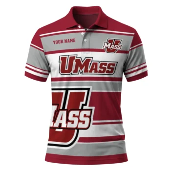 Umass Minutemen Polo Shirt Custom Horizontal Blocks Red Best Selling
