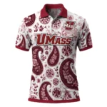 Umass Minutemen Polo Shirt Custom Paisley Florals Red White Best Selling