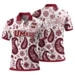 Umass Minutemen Polo Shirt Custom Paisley Florals Red White Best Selling
