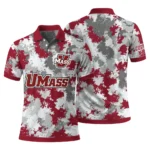Umass Minutemen Polo Shirt Custom Pixel Camo Red Best Selling