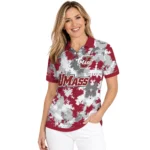 Umass Minutemen Polo Shirt Custom Pixel Camo Red Best Selling