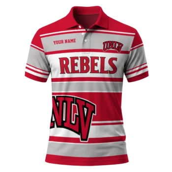 Unlv Rebels Polo Shirt Customized Horizontal Blocks Red Best Selling