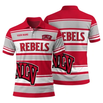 Unlv Rebels Polo Shirt Customized Horizontal Blocks Red Fashion Forward