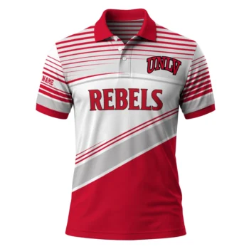 Unlv Rebels Polo Shirt Customized Slanted Stripes Red White Best Selling