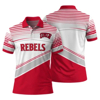 Unlv Rebels Polo Shirt Customized Slanted Stripes Red White Fashion Forward