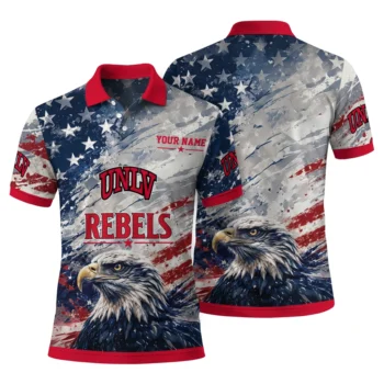 Unlv Rebels Polo Shirt Customized Star Brushstrokes Red Blue Fashion Forward
