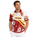 Usc Trojans Polo Shirt Customized Floral Angles Red White Best Selling