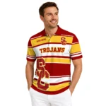 Usc Trojans Polo Shirt Customized Horizontal Blocks Red Best Selling