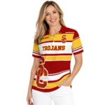 Usc Trojans Polo Shirt Customized Horizontal Blocks Red Best Selling