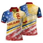 Usc Trojans Polo Shirt Customized Star Stripes Red Blue Best Selling