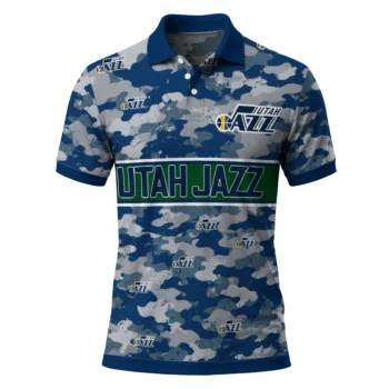 Utah Jazz Polo Shirt - Custom Camo Band Navy