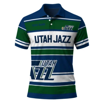 Utah Jazz Polo Shirt - Custom Horizontal Blocks Navy