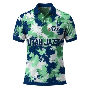 Utah Jazz Polo Shirt - Custom Pixel Camo Navy