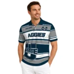 Utah State Aggies Polo Shirt Customized Horizontal Blocks Navy Best Selling
