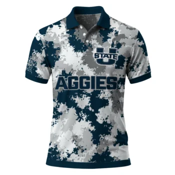 Utah State Aggies Polo Shirt Customized Pixel Camo Navy Best Selling
