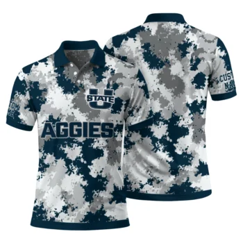 Utah State Aggies Polo Shirt Customized Pixel Camo Navy Fashion Forward