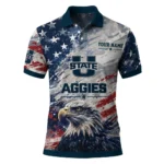 Utah State Aggies Polo Shirt Customized Star Brushstrokes Navy Blue Best Selling