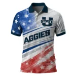 Utah State Aggies Polo Shirt Customized Star Stripes Red Blue Best Selling