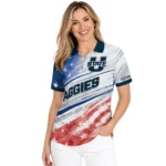 Utah State Aggies Polo Shirt Customized Star Stripes Red Blue Best Selling