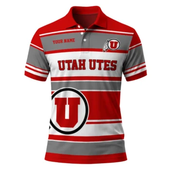 Utah Utes Polo Shirt Personalized Horizontal Blocks Red Best Selling