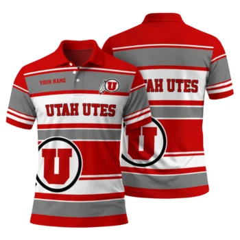 Utah Utes Polo Shirt Personalized Horizontal Blocks Red Fashion Forward