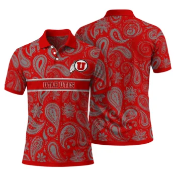 Utah Utes Polo Shirt Personalized Paisley Band Red Fashion Forward