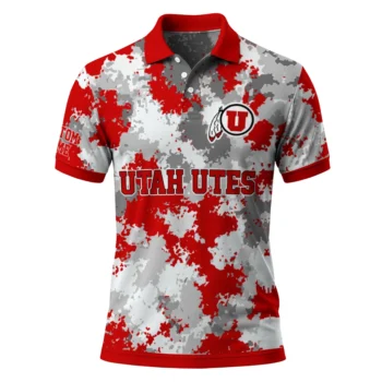 Utah Utes Polo Shirt Personalized Pixel Camo Red Best Selling