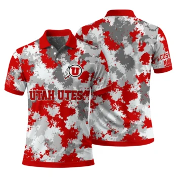 Utah Utes Polo Shirt Personalized Pixel Camo Red Fashion Forward